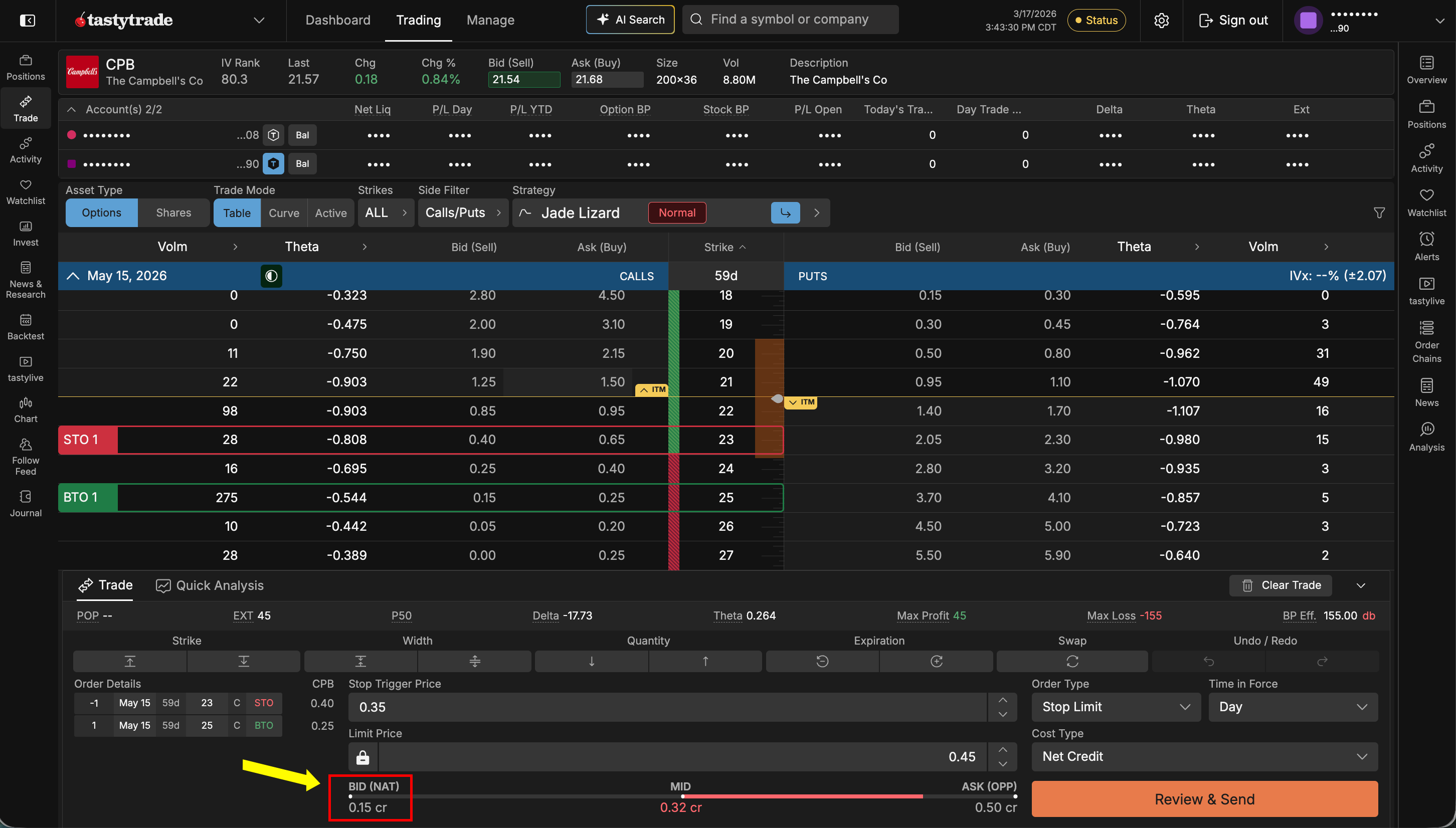 Stop Order on Spreads